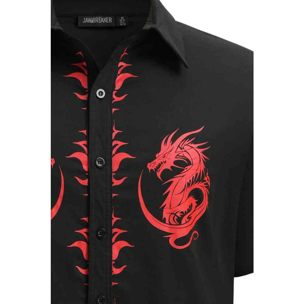 Jawbreaker - Dragon And Flame Printed Chemisier - Noir
